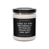 Becoming a Physician Assistant candle 9oz in clear jar with black lid