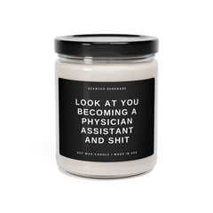 Becoming a Physician Assistant candle 9oz in clear jar with black lid