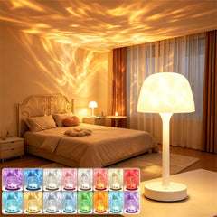 Bedside lamp with 16 color projector on nightstand