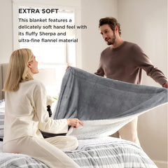 Grey bedsure sherpa fleece throw blanket 50x60 close up