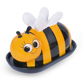 Bee butter dish with lid on countertop