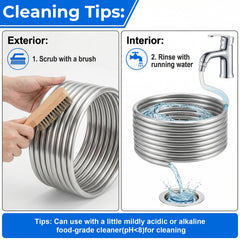 Immersion chiller coil for beer brewing in stainless steel