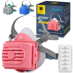 BEESAFETY dust mask half face reusable respirator pink with 6 replaceable filter pads