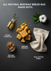beeswax lined cotton bread bag for storage image
