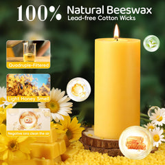 Beeswax pillar candles 2 pack 2.8x6 inch size