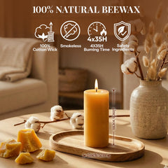 Beeswax pillar candle 2x4 inch for home decor