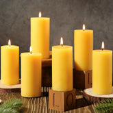 six-pack beeswax pillar candles 2x4 inches