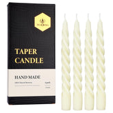 Set of 4 beeswax taper candles with spiral design in off white