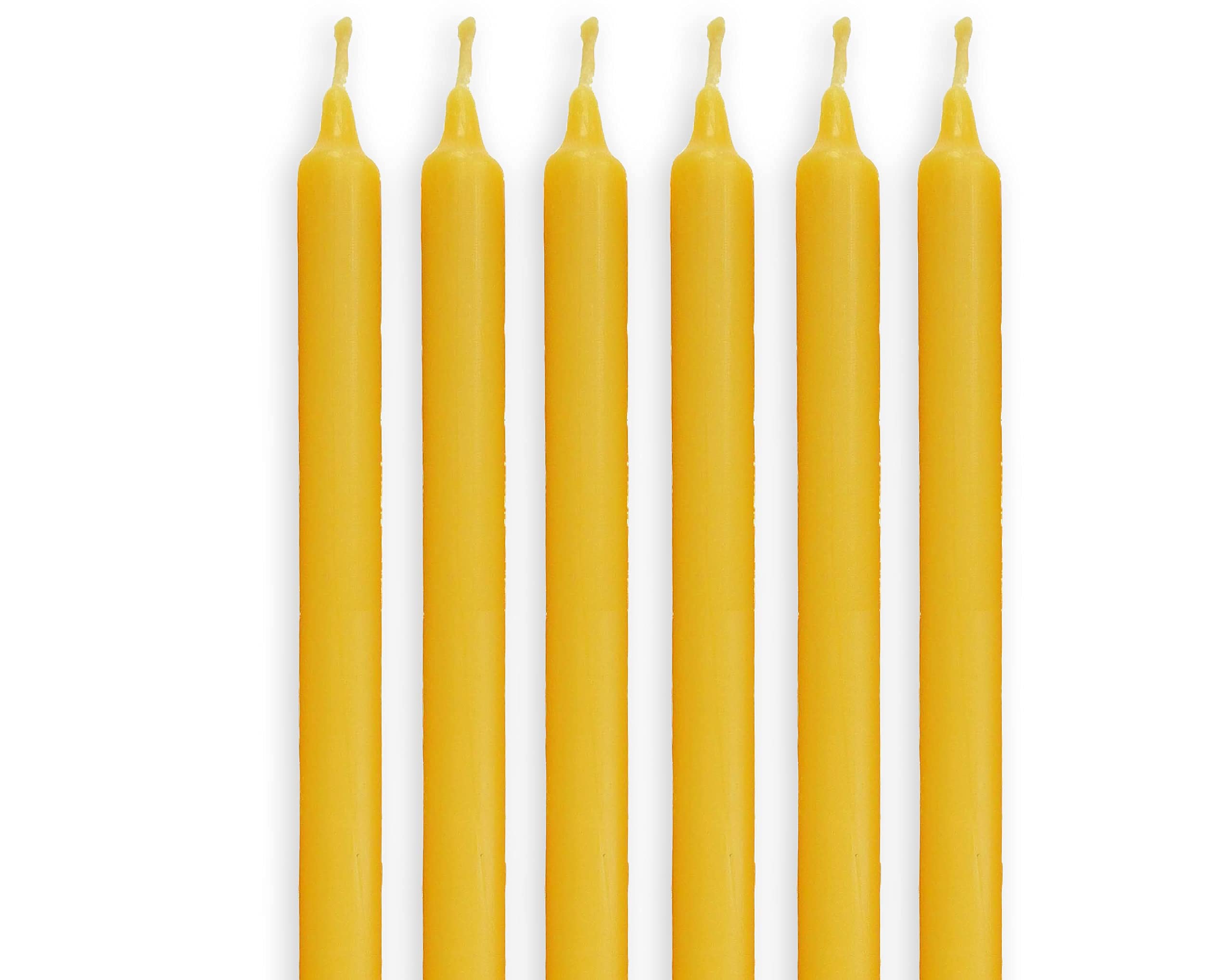 set of 6 beeswax tapers with cotton wick no lead or metal
