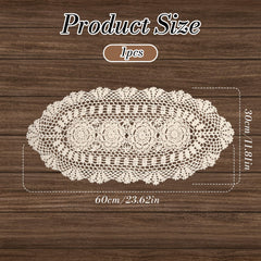 Handmade vintage crochet oval table runner