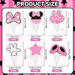 Cartoon themed BEISHIDA cupcake stand pink color with toppers