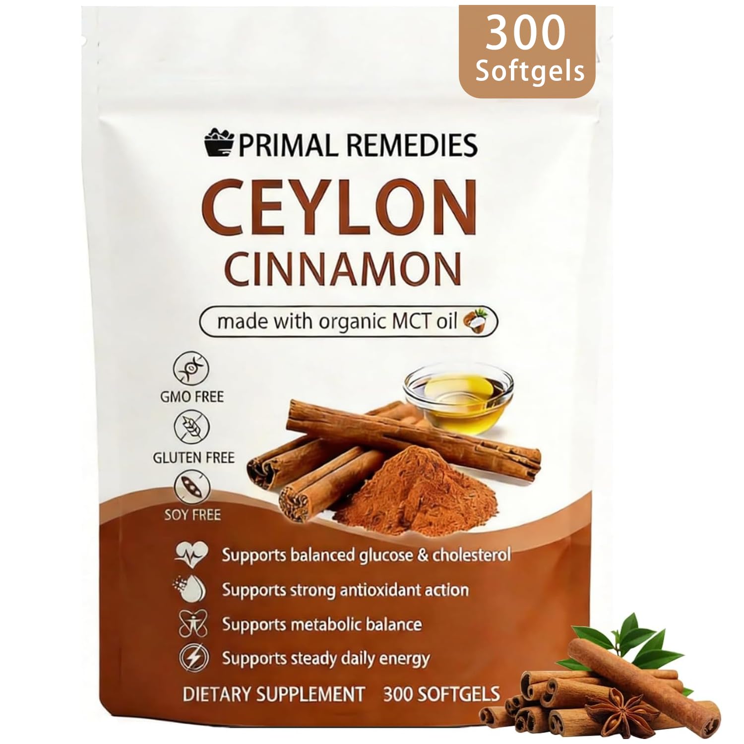 Belano Primal Remedies Ceylon Cinnamon softgel bottle label