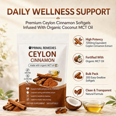 Belano Primal Remedies cinnamon MCT oil softgel capsules close up