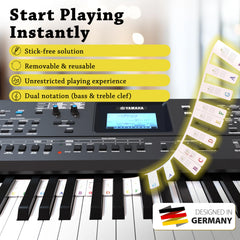 Multicolor silicone piano note labels for 88-key instrument