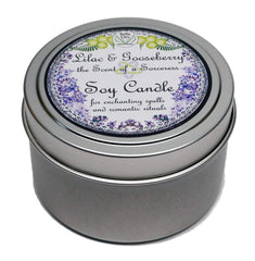 Bella Des Natural Beauty Lilac and Gooseberry candle in tin