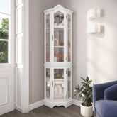 BELLEZE lighted 3-side glass display curio cabinet front view