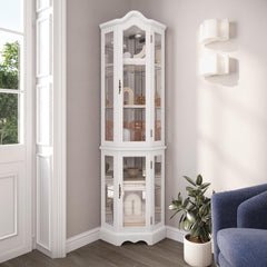 BELLEZE lighted 3-side glass display curio cabinet front view