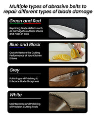 Color coded sanding belts for Belt Knife Sharpener Electric