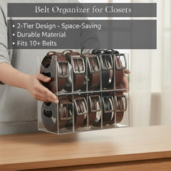 Organizer features handles for easy access from shelves or cabinets