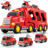 Bennol 5 in 1 Fire Truck Toys main transport engine and helicopter