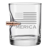 BenShot Merica 11oz rocks glass with real .308 bullet