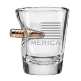 BenShot Merica shot glass with embedded real .308 bullet 2oz