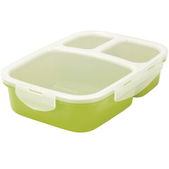 Green Bento lunch box 3 compartments open view