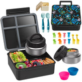 Bento lunch box with four compartments and leak proof lid
