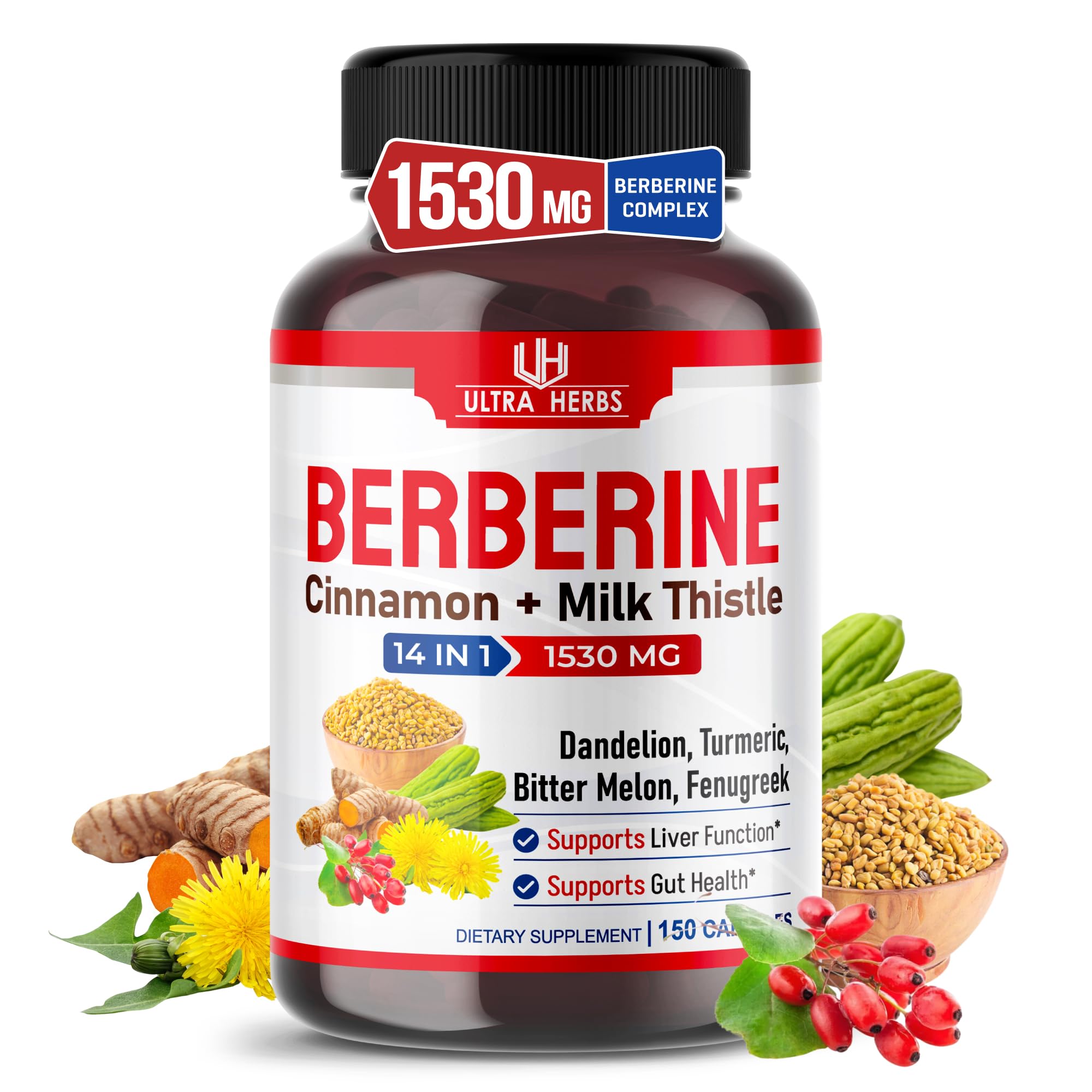 Berberine 14in1 1530mg bottle label