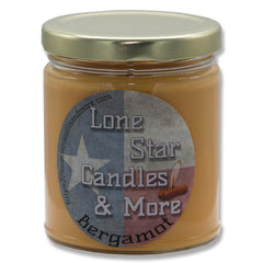 Bergamot scented 9oz soy candle in Texas jar