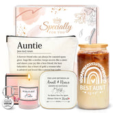 Best Aunt glass cup 16oz with lid and straw