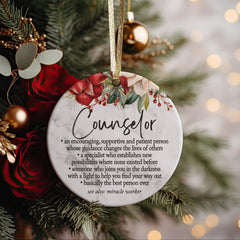 Best Counselor Christmas Ornament Gift Idea print detail