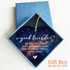 Best friend ornament with star design and golden string