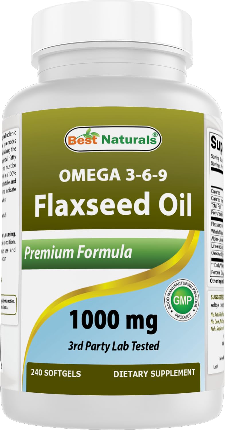 Best Naturals Flaxseed Oil bottle front view 240 Softgels
