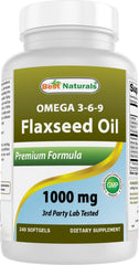 Best Naturals Flaxseed Oil bottle front view 240 Softgels