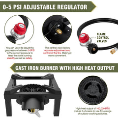Outdoor stove burner 100000 BTU with heat shields