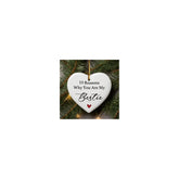 Bestie heart ornament 3 inch ceramic with golden string