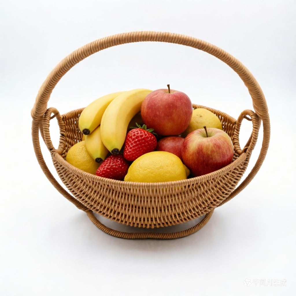 BETAULIFE fruit basket storage on kitchen counter with handwoven oval swing