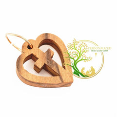 Bethlehem olive wood heart cross pendant 0.8 x 0.8 inches