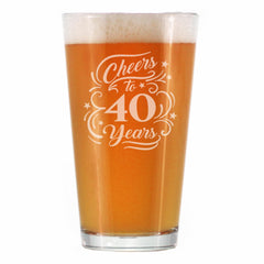 Bevvee 40th anniversary pint glass 16 oz gift