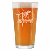 Bevvee Workin' the Pole Pint Glass 16 oz for electricians