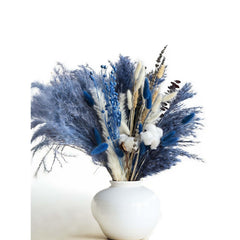 BEEXEED Dried Flowers Pampas Grass Bouquet navy blue 17 inch stems