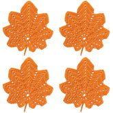 BIBITIME 4PCS maple leaf lace doilies orange set for table decor