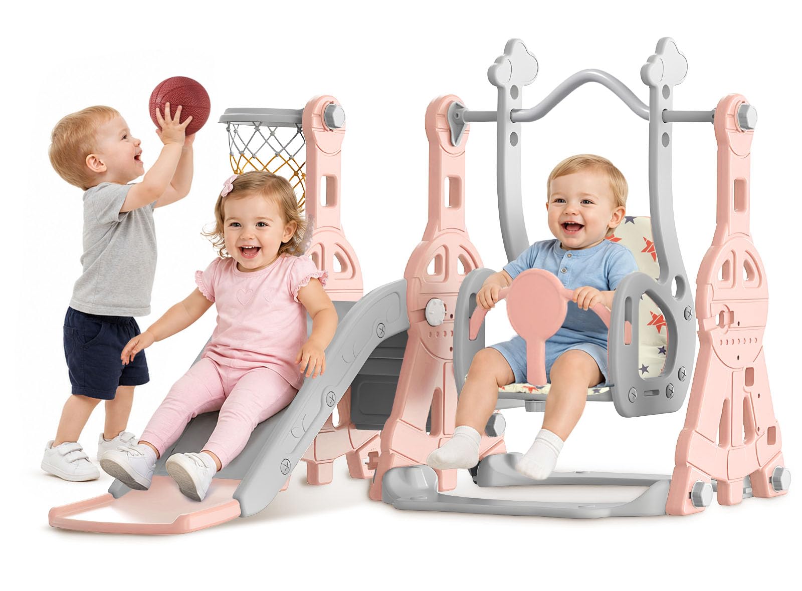 BIERUM Toddler Slide & Swing Set dimensions 57.2 x 47.2 x 33.8 inches