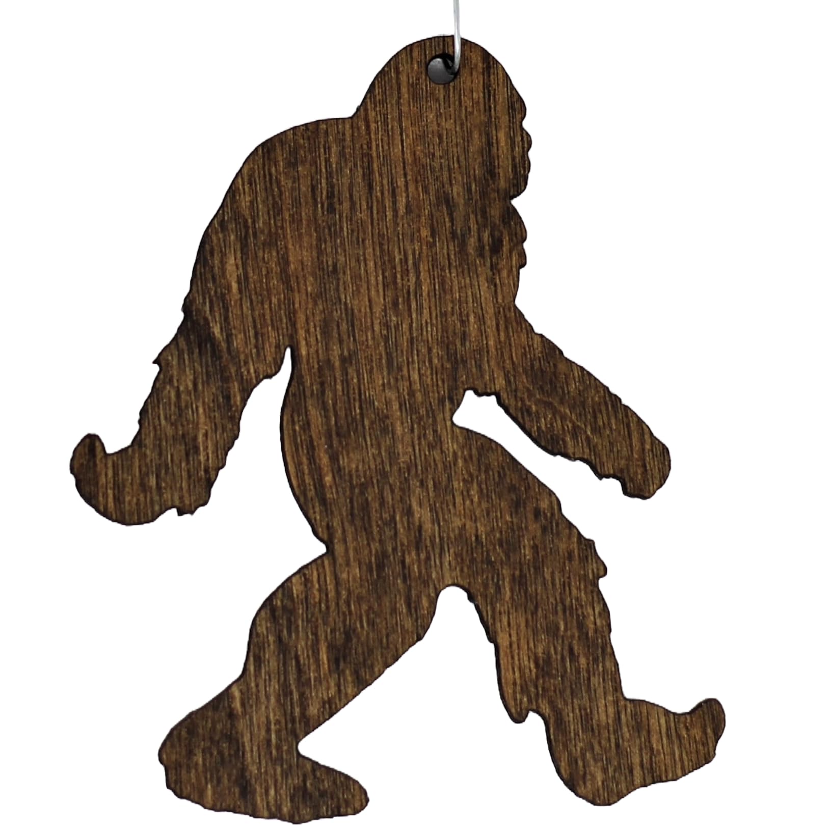 Bigfoot Christmas Ornament birch wood hand stained