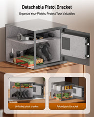 Detail of pistol bracket design inside Billconch safe