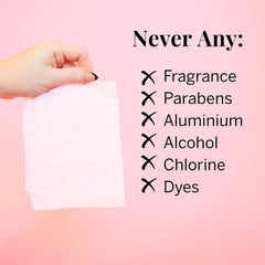 Vegan chlorine-free dye-free parabens-free wipes packaging