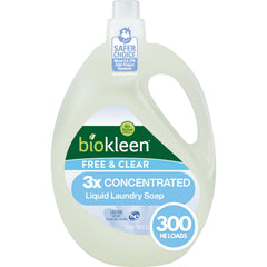 Biokleen Free & Clear 3X concentrated liquid laundry detergent bottle