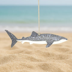 Hand-painted whale shark ornament with laser engraved details