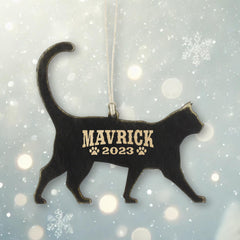 Lightweight birch wood Cat Ornament 4.2 x 4.2 inches